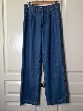 Madewell Baggy straight pleated Jeans in Medium Blue Wash